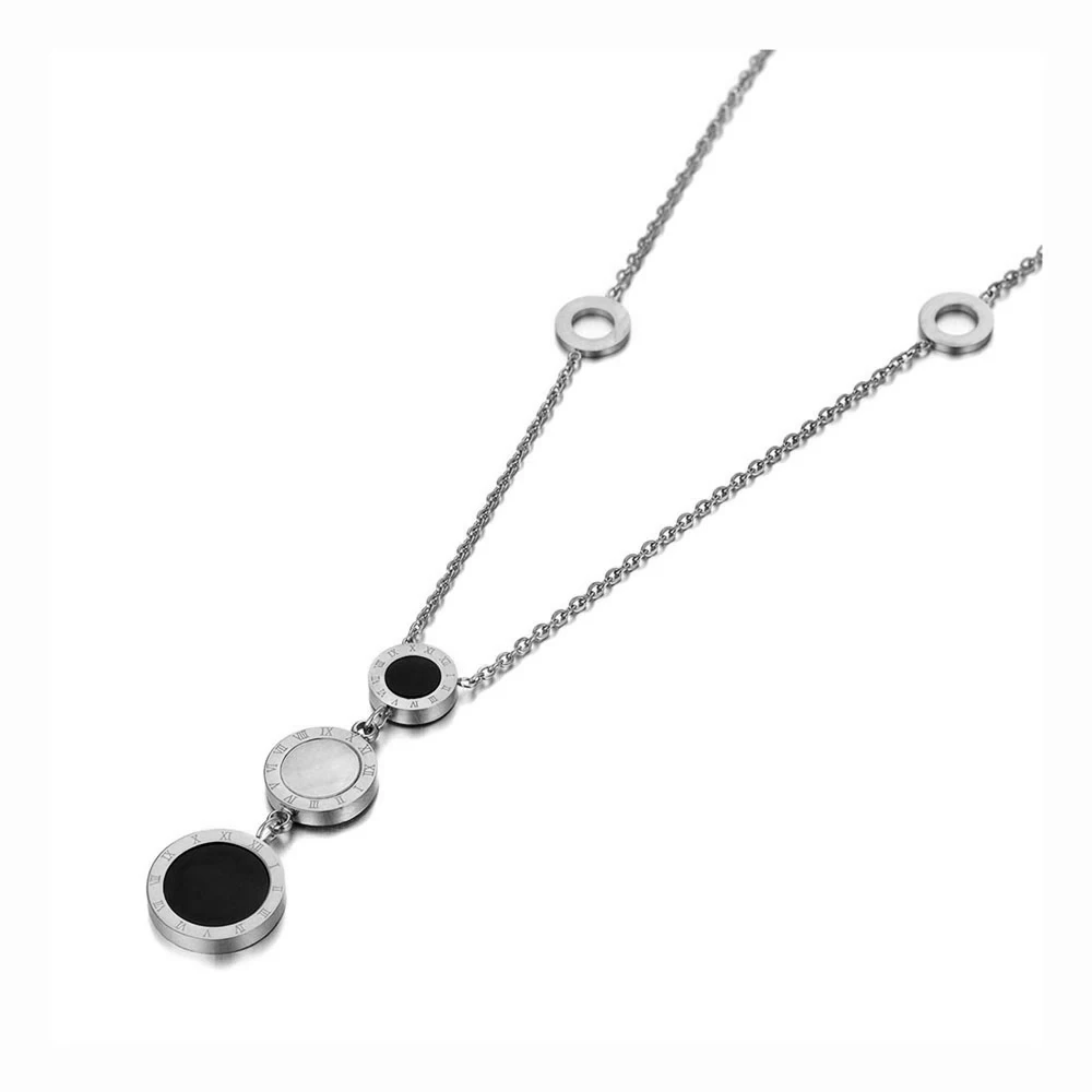 JeeMango Vintage-Halskette aus Edelstahl mit römischen Ziffern, trendige Muschel-Anhänger-Kette und Glieder-Schmuck für Frauen N20051 – Detail 3