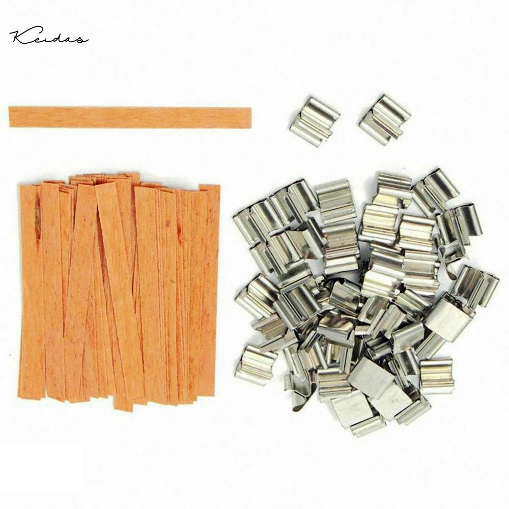 Smokeless Scented Candle Wicks Eco-friendly  Wooden  Wicks  50pcs/pack  for  DIY  Candle Making House Decor