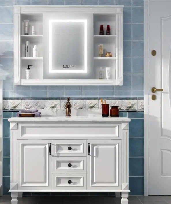 

American oak bathroom cabinet combination mirror cabinet wash basin cabinet marble washstand luxury floor bathroom