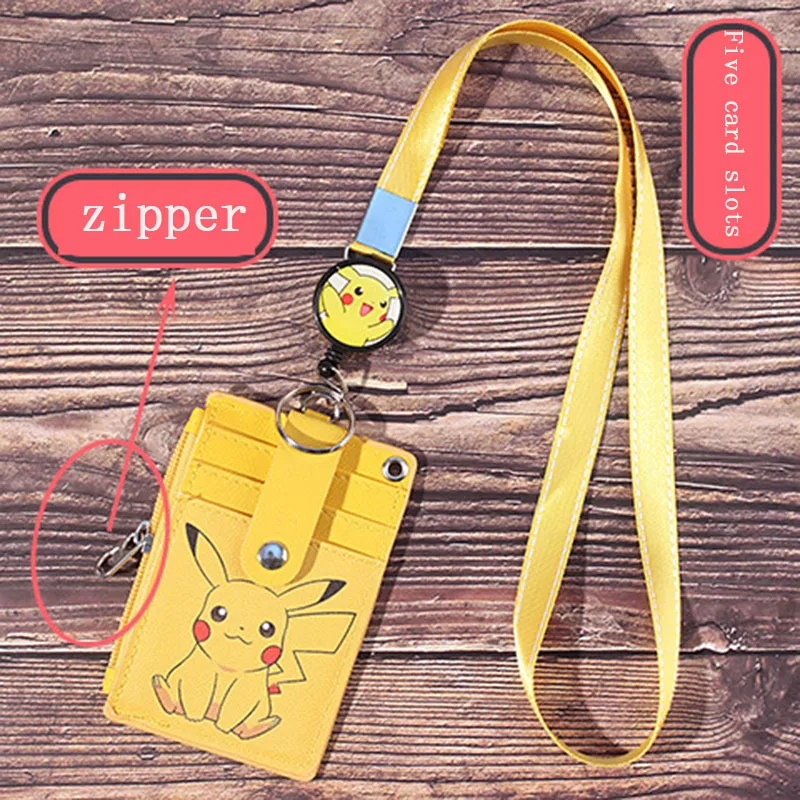 New Anime Pokemon Pikachu Cartoon Card Holder Pvc Student Campus Kawaii Hanging Lanyard Id Toys | Игрушки и хобби