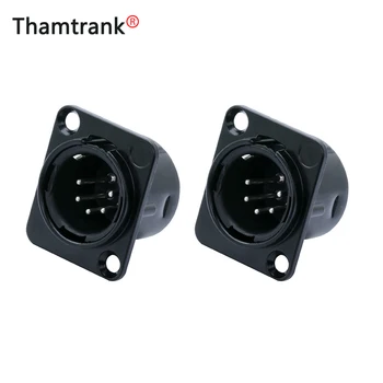 

10pcs Push-type XLR Panel Mount Wire Connector Black Metal 5 PIN XLR male Chassis Connector Audio Speaker Jack Socket Conector