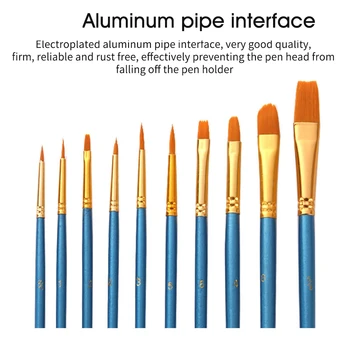 

10pcs/set Drawing Tool Students Craft Stationery Accessories Paint Brush Set Acrylic Oil School Nylon For Kids Round Pointed Tip