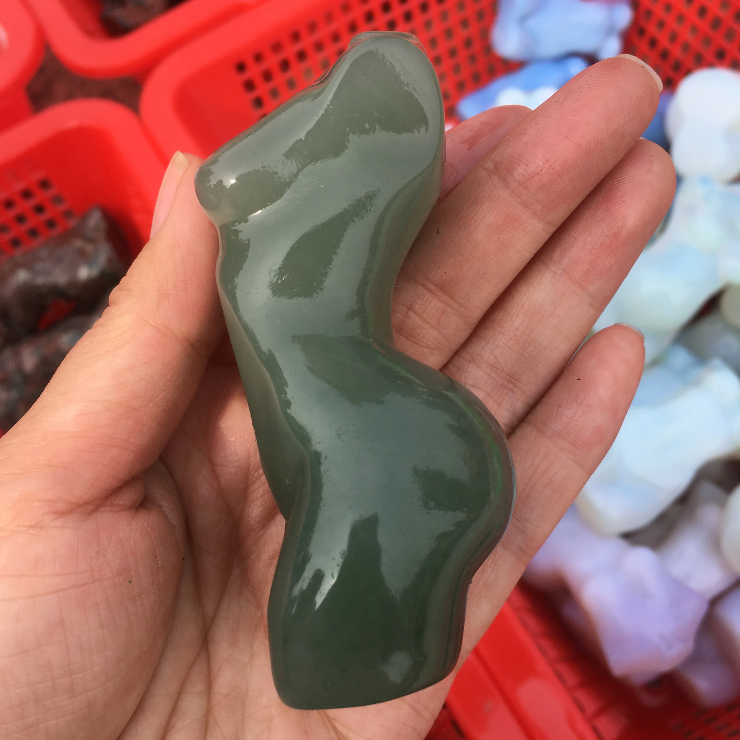 Natural  Aventurine Quartz Model Carved Woman Nude  Aventurine Crystal Handicraft Gemstone Ornament Energy Decoration Gift 3