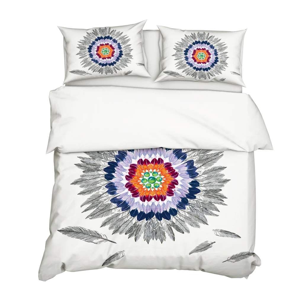 

YuXiu 3D Printing Feather Duvet Covers Sets Black Bedding Set Bed Linen Cover and Pillowcases King Queen Full Twin Single Double