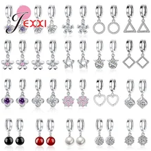 Marca superior 925 Plata mujeres pendientes Austria cristal redondo círculo Piercing oreja accesorios joyería para mujer Regalos(China)