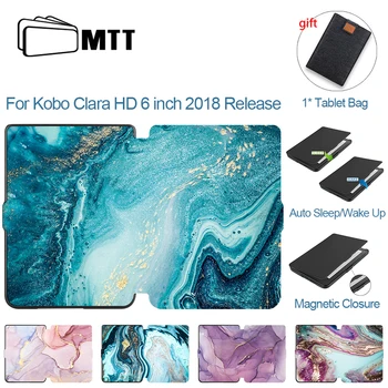 MTT-funda de mármol para Kobo Clara HD, funda inteligente magnética de cuero PU de 6 pulgadas, protector de libro electrónico 2018, carcasa Ereader, Auto reposo/activación