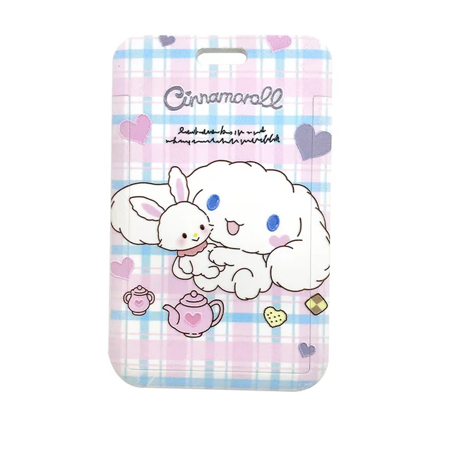 Kawaii Anime Card Sleeve Cinnamoroll Kuromi My Melody Cartoon Cute Student Campus Meal Card Bus Card Keychain Protection Cover 2