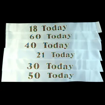 

30pcs Event supplies white satin fabric colorful zebra printing anniversary 18 21 30 40 50 60 today happy for girls princess