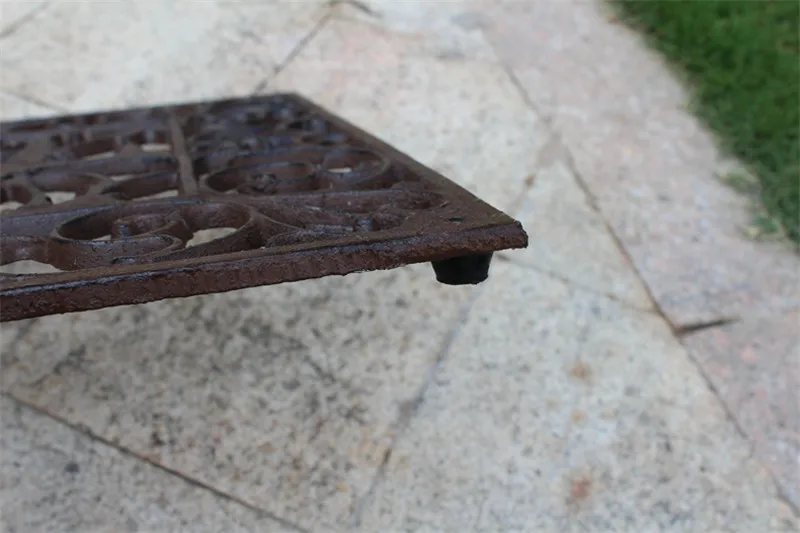 Cast Iron Doormat Rectangle Elk Scrolled Door Mat Antique Finish