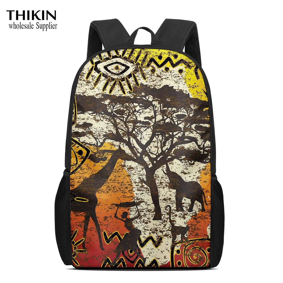 

THIKIN African Style Totem Pattern School Bags Student Primary School Backpack for Boys Girls Book Bag Mochila Escolar Kid Bolsa