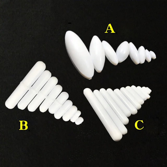 Lab PTFE Magnetic Stir Bars – Type A/B/C, High Temp Resistant, Length 4-100mm