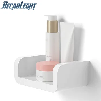 

Recableght Adhesive Rustproof Wall-Mounted Shelf Space Saving Punch Free Plastic Toilet Bathroom Shampoo Holder Kitchen Rack