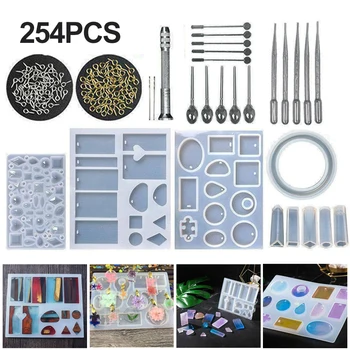 

254pcs/set Silicone Mold Resin Casting Mold Jewelry Pendant Necklace Geometric Epoxy Resin Combination DIY Craft