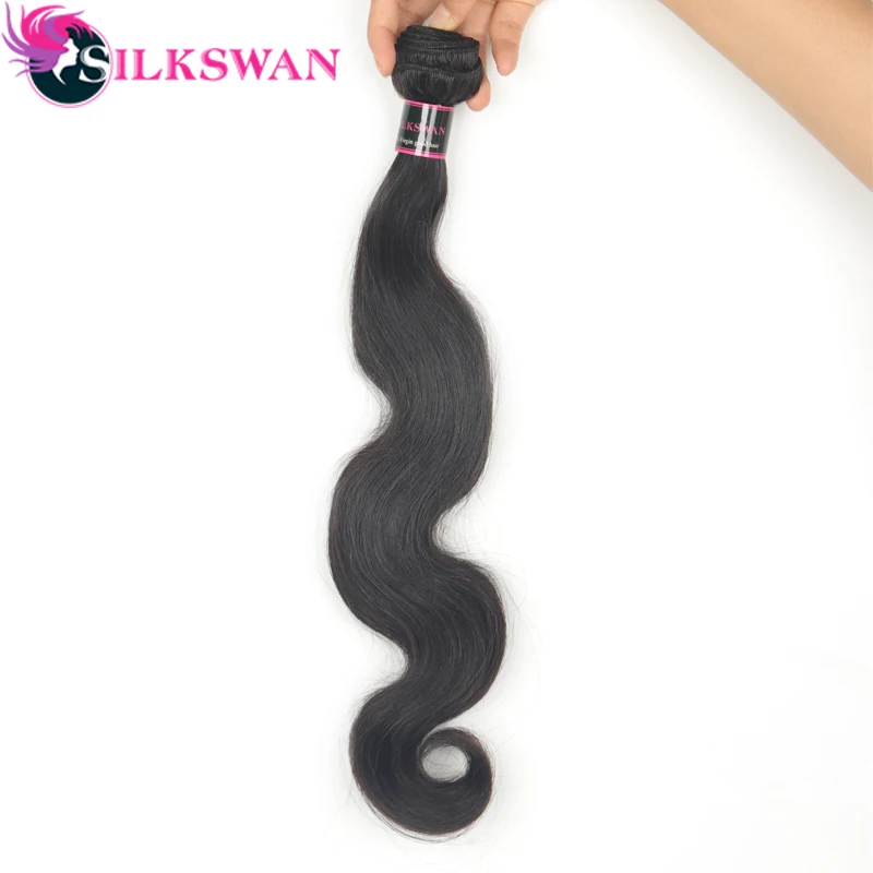 Silkswan, малазийские объемные волнистые человеческие волосы, пряди с закрытием, свободные/боковые/Средние/три части, волосы remy, 3 пряди