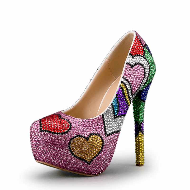 

Hit Color Crystal Shoes Rhinestone Super High Heel Custom Matching Banquet Handmade Women's Shoes