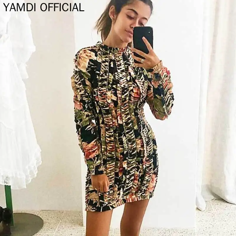 Buy Best qAsZr YAMDI A line Dress Female Autumn Winter Designer Dresses Runway 2019 Women High Quality Fashion Elegant Ladies Self Portrait Dre