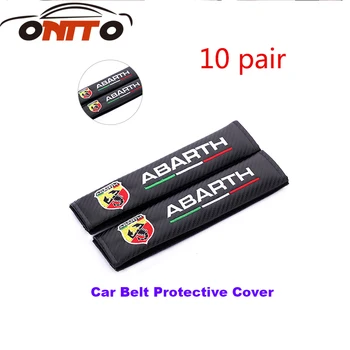 

Wholesale 10pair Carbon Fiber Seat Belts ABARTH Logo Seat Safety Belt Cover Shoulder Pad Sleeve car styling for fiat