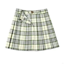 Harajuku клетчатая плиссированная юбка женская юбка для колледжа японская JK Униформа юбка хлопок свободная Высокая талия мини-юбка на молнии для женщин