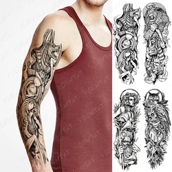 Waterproof Temporary Tattoo Stickers Egyptian Grim Reaper Anubis Flash Tatto Men Arm Body Art Large Fake Sleeve Tattoos Women