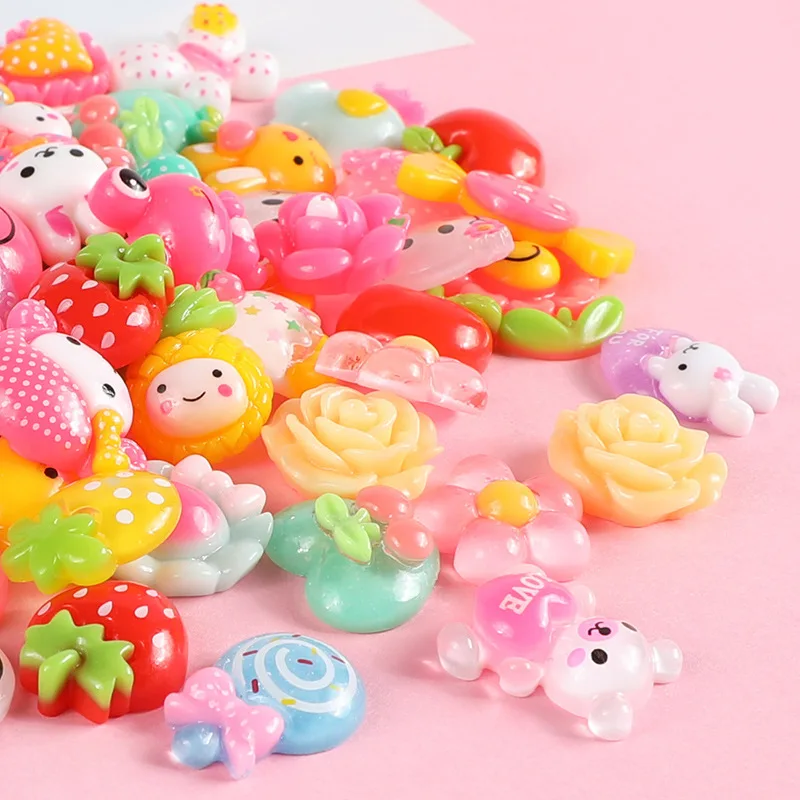 100 шт случайным образом смешанные Kawaii Cartton плоские резиновые Кабошоны Скрапбукинг Ремесло DIY украшения Детские аксессуары для волос