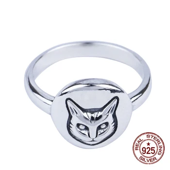 

S925 sterling silver ring new personality fashion couple student pair ring net red cat shape letter simple style