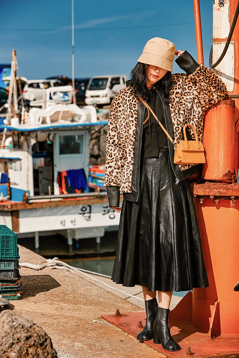 Fashion Jacket Fashion Leopard Fur Jacket Leopard fashion Hooded Long Women Coats