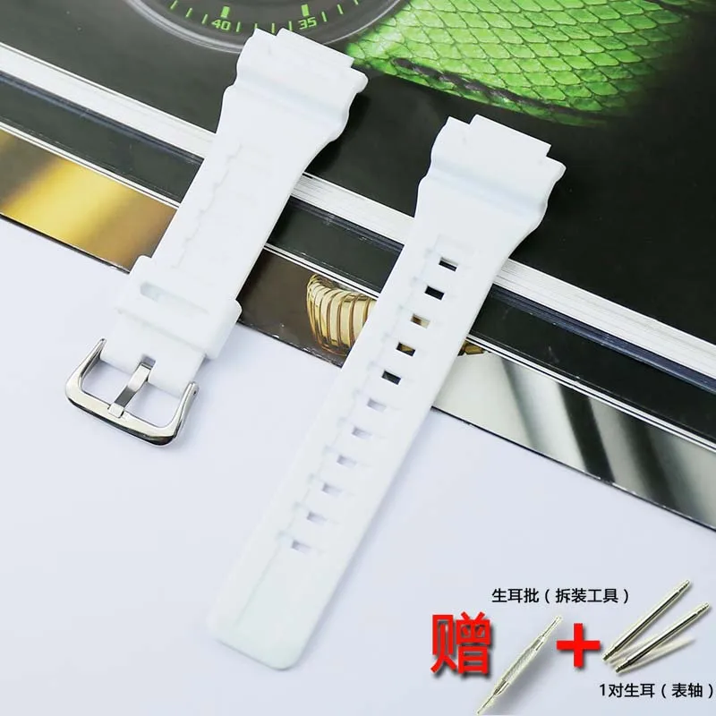 white Аксессуары для часов Силиконовый ремешок для Casio aqs810w AQ-S800W ремешок из смолы с ртом 18 мм мужской и женский спортивный ремешок - Цвет ремешка: white