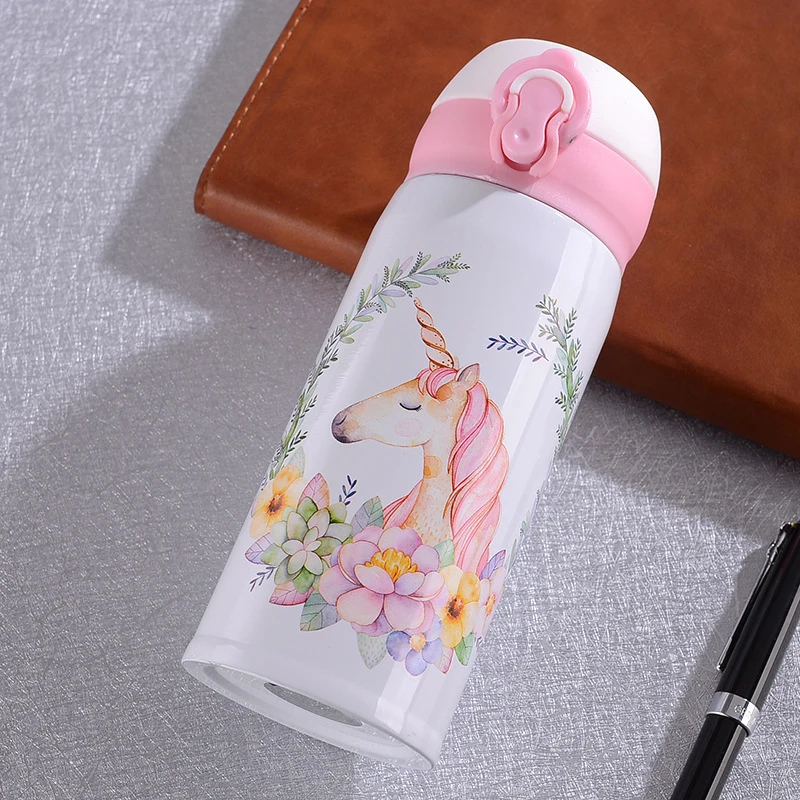 Cute Unicorn Thermos Bottle Stainless Steel Thermal Mug Bouncing Lid Water Bottle for Children Girls Gifts Portable Drinkware 4