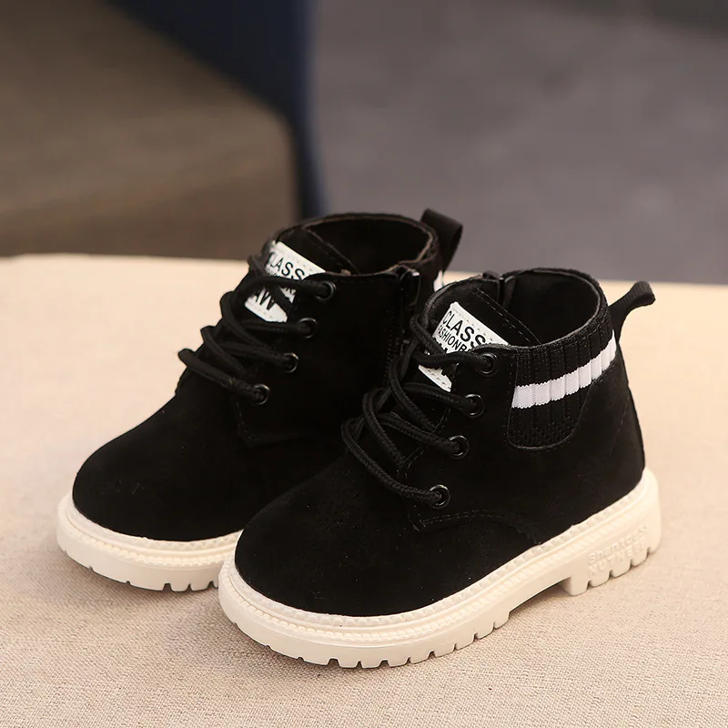 New Winter Plush Warm Martin Boots Children Snow Boots Boys Shoes Fashion Leather Soft Fleece Antislip Girls Boots Eu 21-30 B389