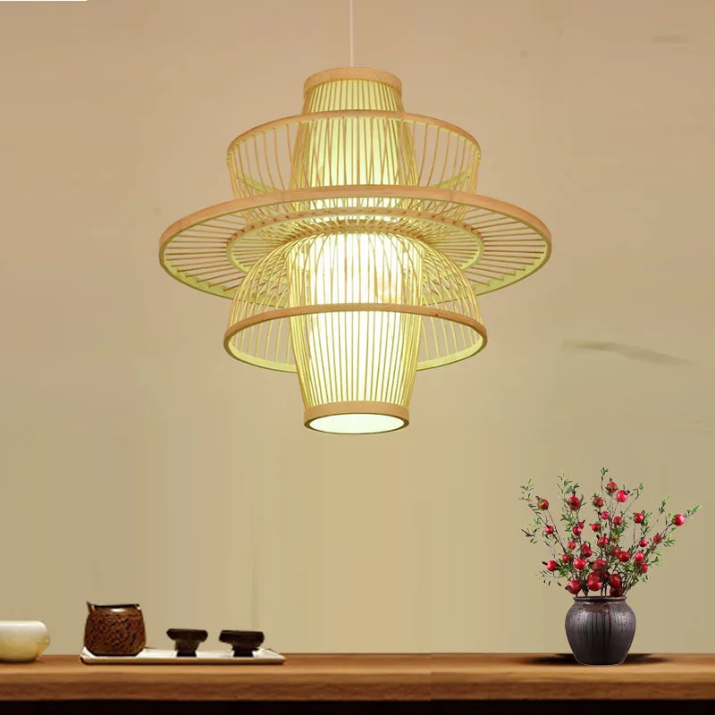 Chinese Style Bamboo Pendant Lights for Restaurant Living Room Loft Pendant Lamp Light Fixture Kitchen Hanging Lamps Lights