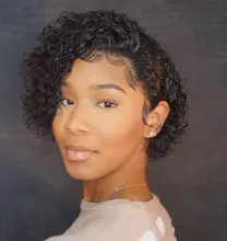 Pre arrancado corte Pixie peluca 250% para las mujeres negras Pixie Peluca de cabello humano nudos blanqueados corto de la onda de agua de Bob de fuente peluca Remy