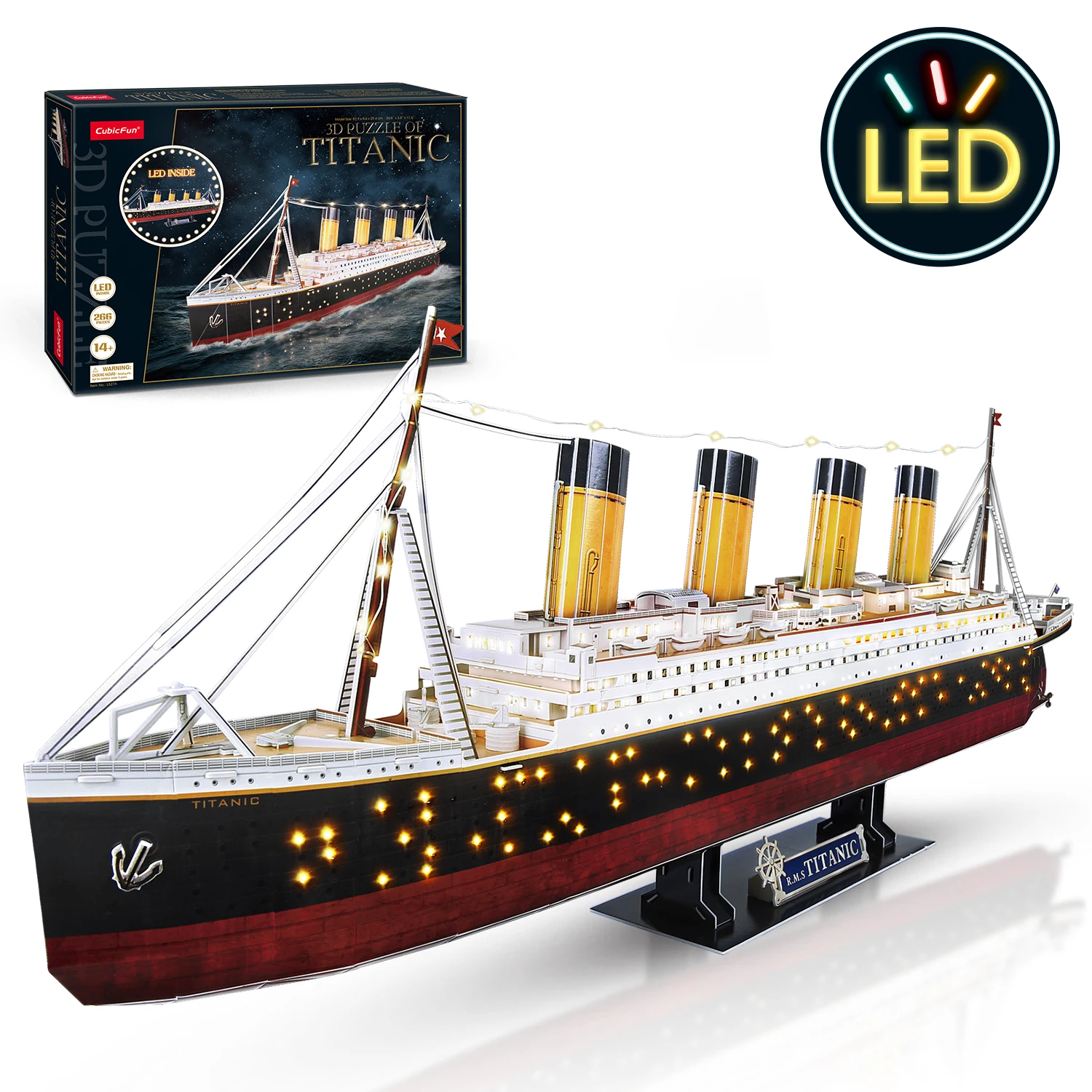 3D Puzzle LED Flying Dutchman Pirate Ship Model