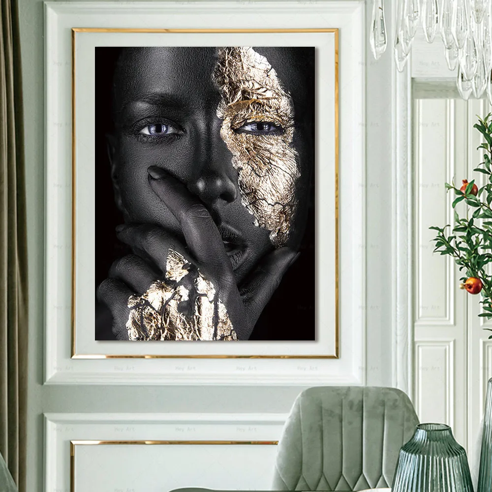 

Woman Golden Portrait Canvas Painting Posters and Prints Wall Art Picture for Living Room Home Decor
