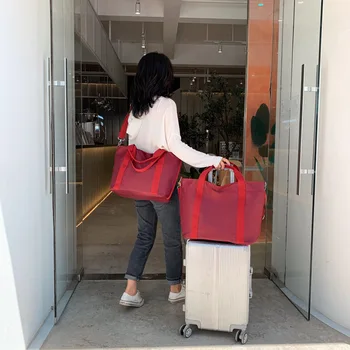 

Large Capacity Nylon Travel Bags Portable Luggage Bags Organizers Solid Lightweight Packing Cubes 2019 Waterproof Duffle Bag