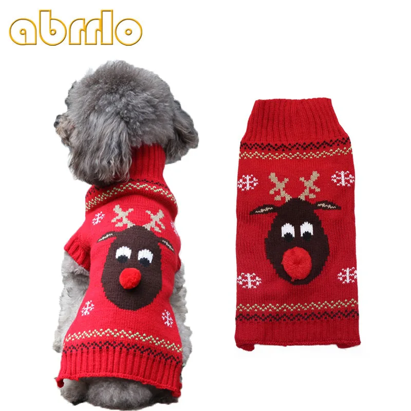 Abrrlo Christmas Pet Sweater Xmas Reindeer Warm Dog Clothes For Small Dogs Soft Clothing Dachshunds Chihuahua Costume |