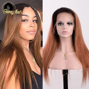 

Swag Hair Brazilian Remy Hair 13x4 Lace Front Wigs Straight T1b/30 100% Human Hair Wigs 150 Density Free Shipping