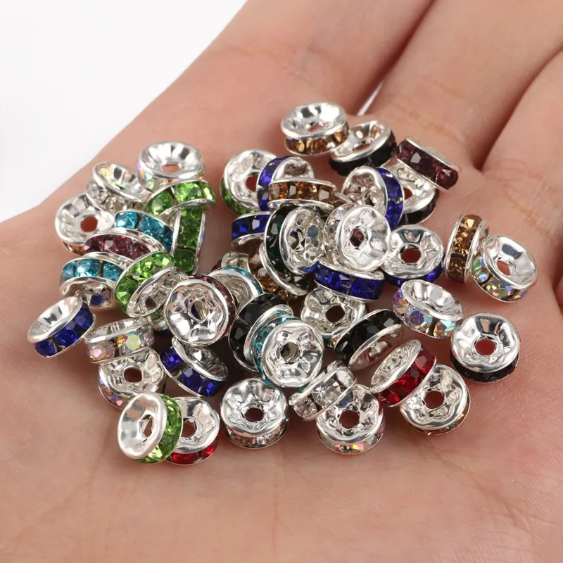 200 perline distanziali in cristallo scintillante 8 mm placcate