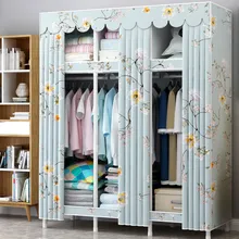 Cloth Wardrobe Steel Tube Coarsening and Reinforcement Single-person Assembly Simple Dormitory Cloth Art Receiving Wardrobe