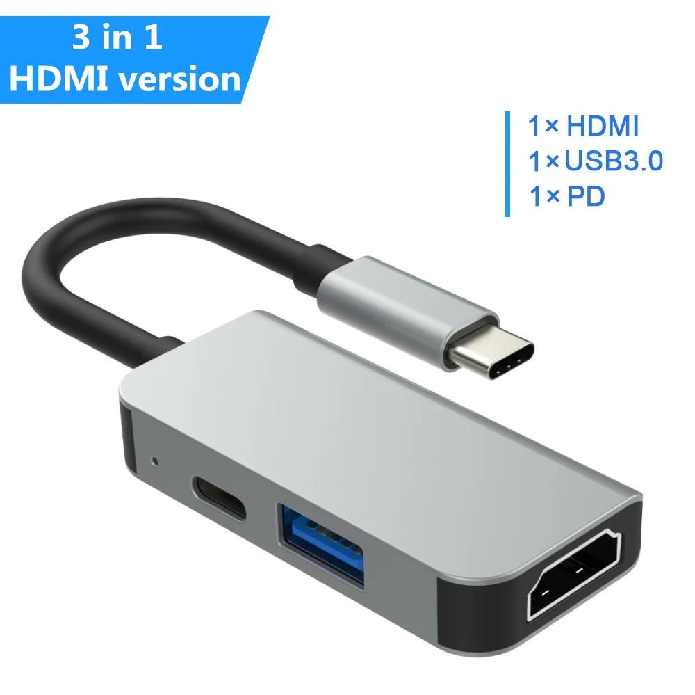 3 in 1 Type C-HDMI концентратор USB C 4K PD 5A 87W док-станция Rj45 Lan USB 3,1 разветвитель USB-C питания Аксессуары Для iMac air MacBook Pro - Цвет: 3 in 1