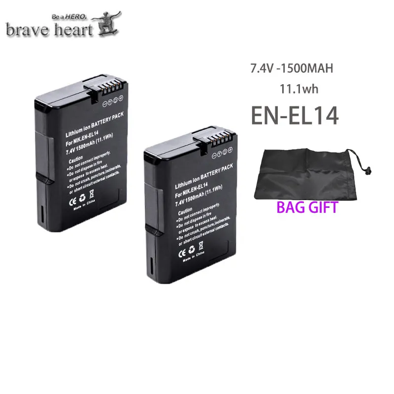 EN-EL14 Камера Батарея пакет RU EL14 ENEL14 батарея+ зарядное устройство для цифровых зеркальных фотокамер Nikon D90 D3300 D3100 D5100 D5200 D3200 P7000 P7100 P7700