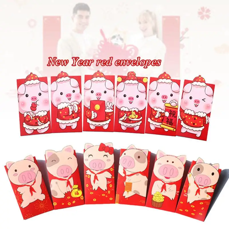 Аксессуары для фестиваля красные конверты денег милая Изысканная бумага 6 шт.