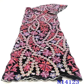 

NIAI Velvet Sequins African Lace Fabrics 2020 Embroidered High Qualit Nigerian Velvet French Tulle Lace Fabric Lace NI4123