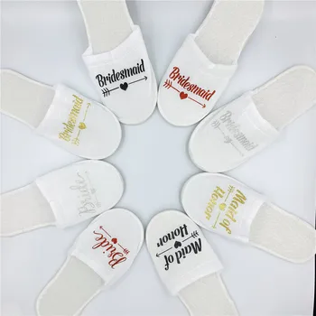 

Bachelorette Party Team Bride To Be Bridesmaid Soft Slippers for Wedding Bridal Shower Hen Night Decor Party Hand Band Favors,Q
