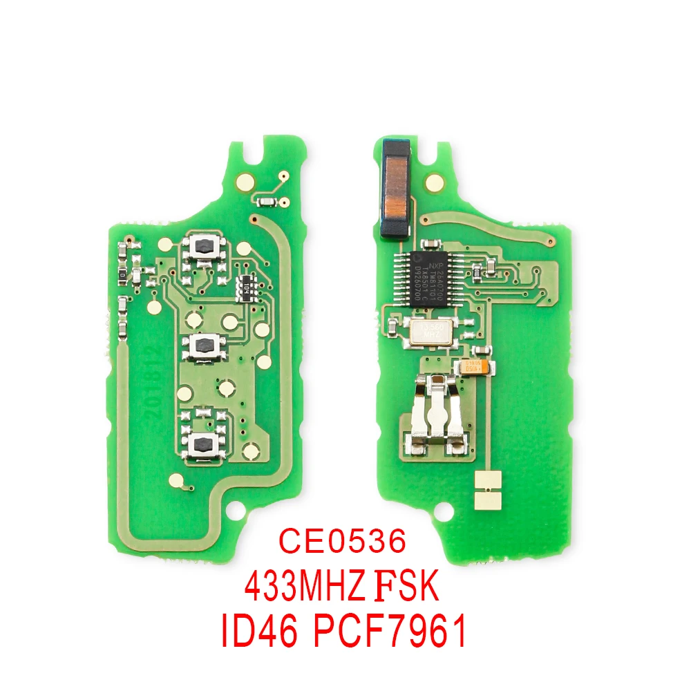 KEYYOU автомобиль дистанционного FSK/ASK клавишной панелью для peugeot 307 408 308 для Citroen C2 C3 C4 C5 Ce0536 2/3 кнопки электронная печатная плата - Цвет: 3BTN Ce0536 FSK