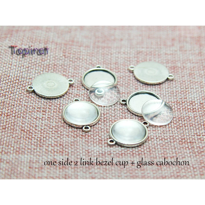 

50pcs 2 Colors Bezel Trays Pendant Kits Setting Cabochon 12/14/16/18/20/25mm Round Blank With Glass Cabochon Cameo DIY Jewelry