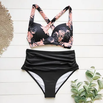 

High Waist Bikini Set 2020 Mujer Print Swimwear Women Beachwear Two Pieces Swimsuit Push Up Bikinis Plus Size Beathing Suit