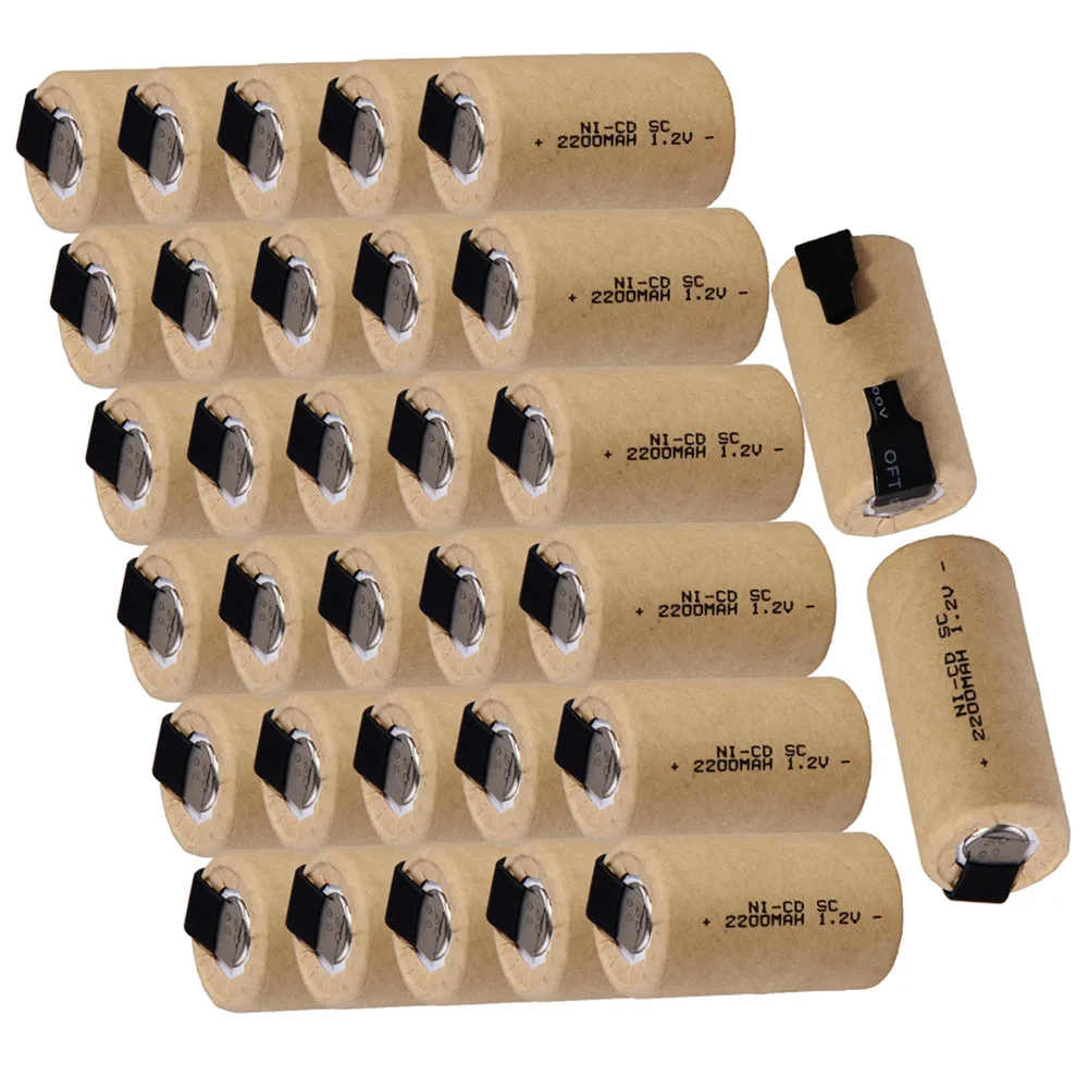32 шт SC батареи 2200mah 1,2 v subc nicd батареи случайный цвет