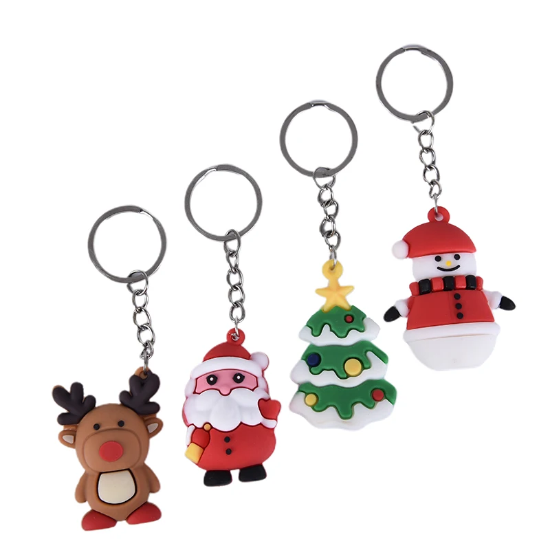 Cute Keychain Christmas Deer Santa Claus Snowman Key Chain Handbag Car Keyring Fashion Jewelry Xmas Gift Fashion