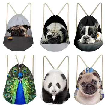

Drawstring Bag Custom Animal 3D Printed Women Men Drawstring Bags Backpack Shoulder Bag Travel Softback Feminina Daily Mochila