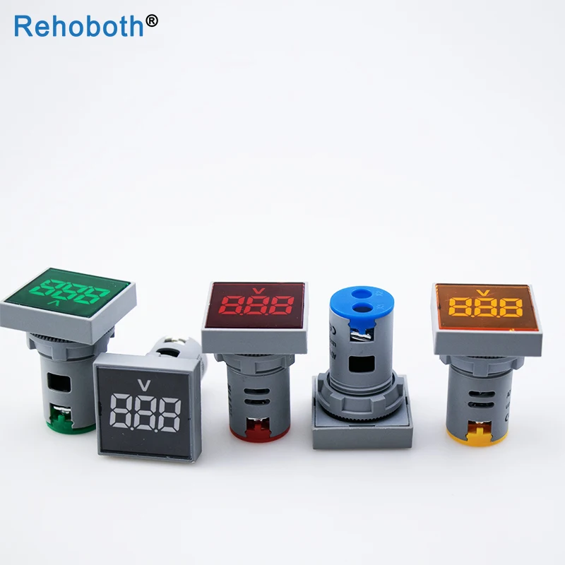 

22mm Mini Digital Voltmeter Square AC 20-500V Volt Voltage Tester Meter Power LED Indicator Pilot Lamp Display